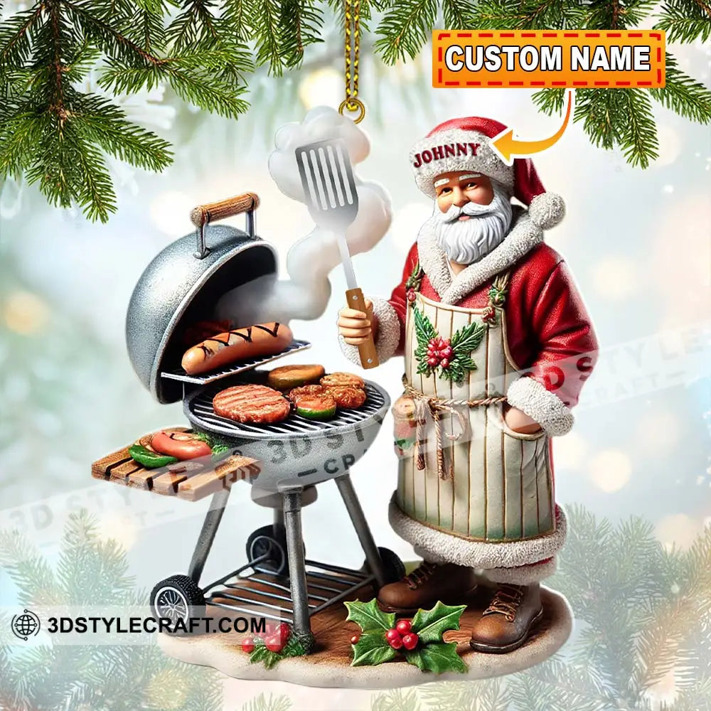 Custom Name Santa Grill Ornament Christmas Gift