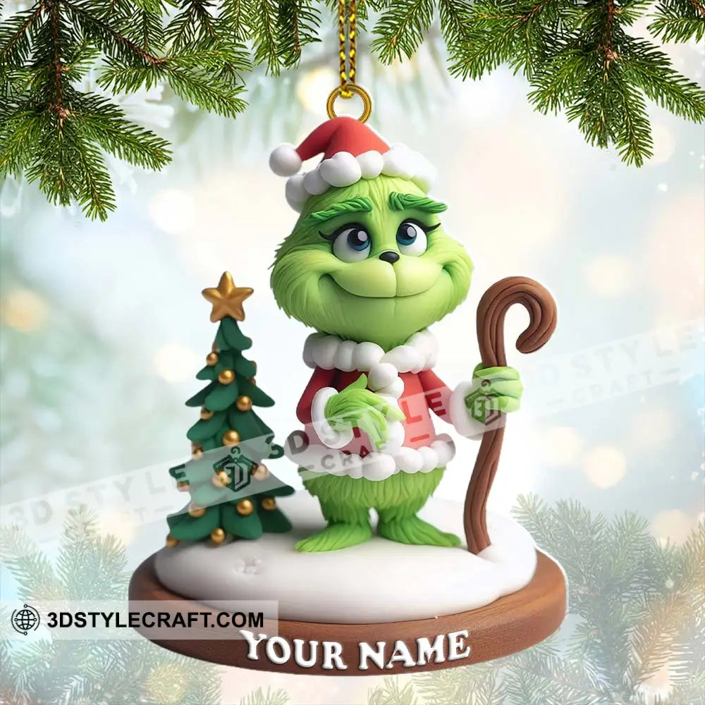 Custom Name Santa Grinch Ornament Christmas Decoration 3.54’’ / 1