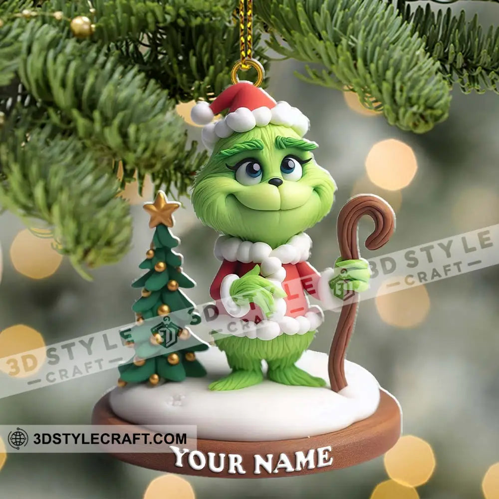 Custom Name Santa Grinch Ornament Christmas Decoration