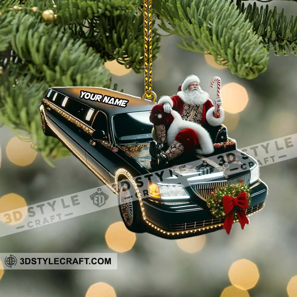 Custom Name Santa Limousine Ornament Christmas Gift Decoration