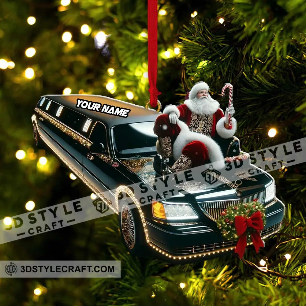 Custom Name Santa Limousine Ornament Christmas Gift Decoration