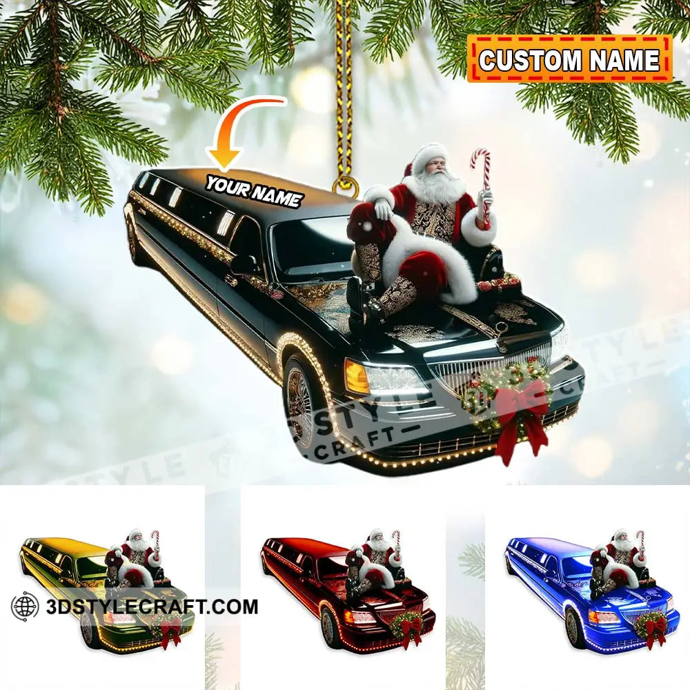 Custom Name Santa Limousine Ornament Christmas Gift Decoration