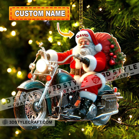 Custom Name Santa Motorbike Ornament Christmas Gift