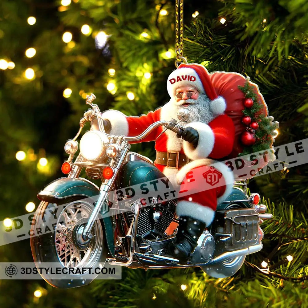 Custom Name Santa Motorbike Ornament Christmas Gift