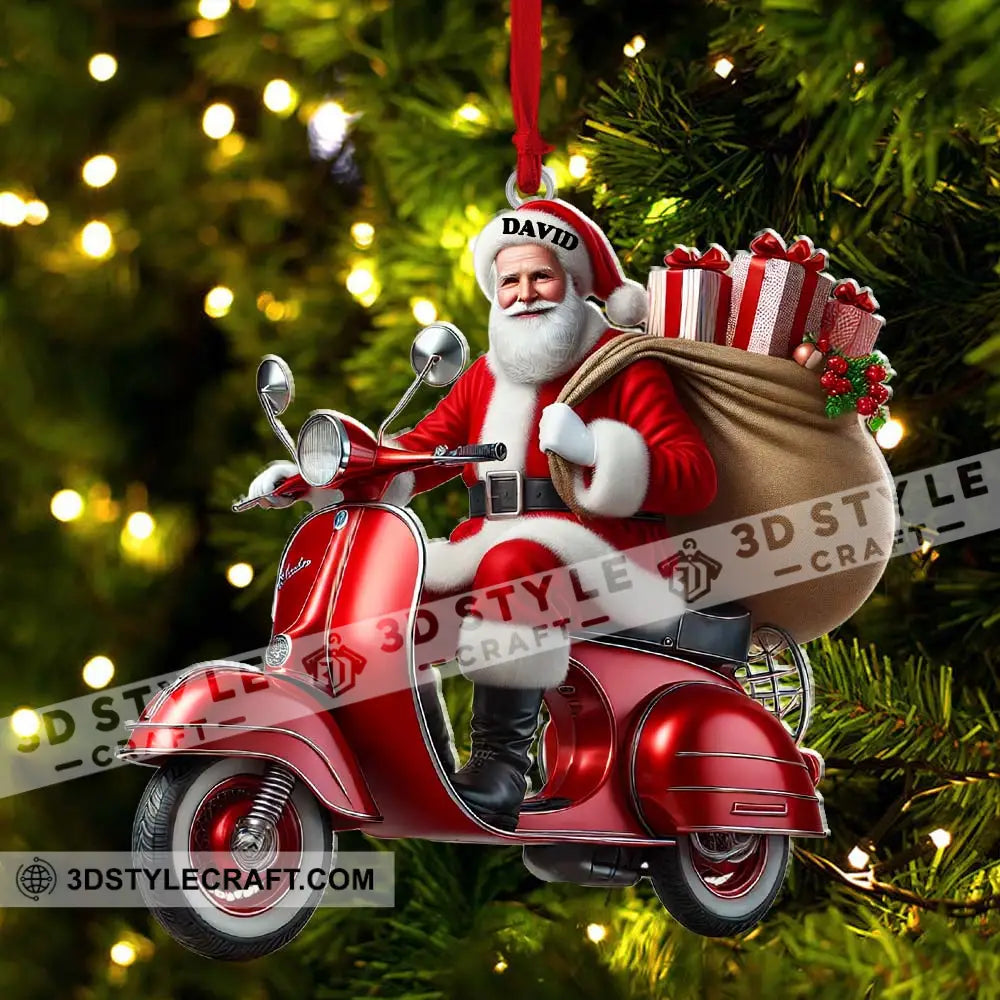 Custom Name Santa Ornament Motobike Christmas Gift Decoration