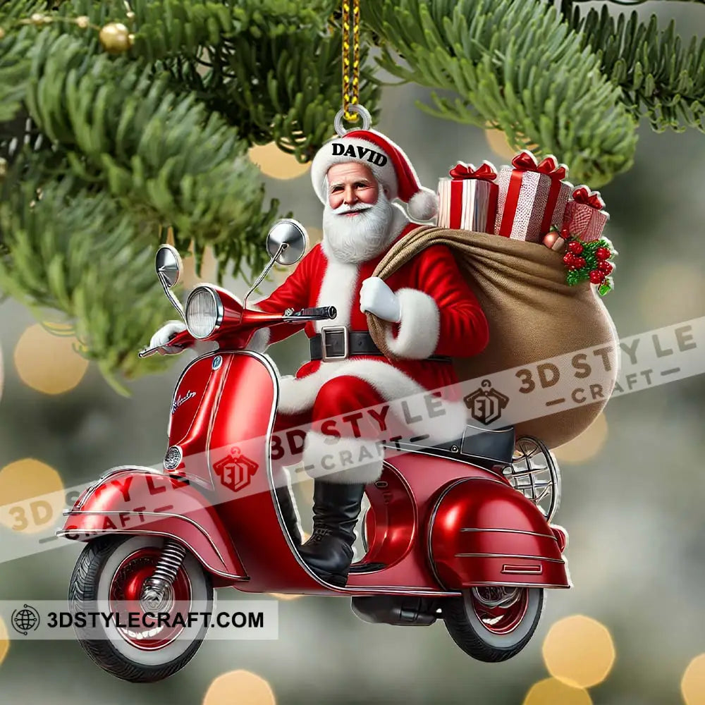 Custom Name Santa Ornament Motobike Christmas Gift Decoration