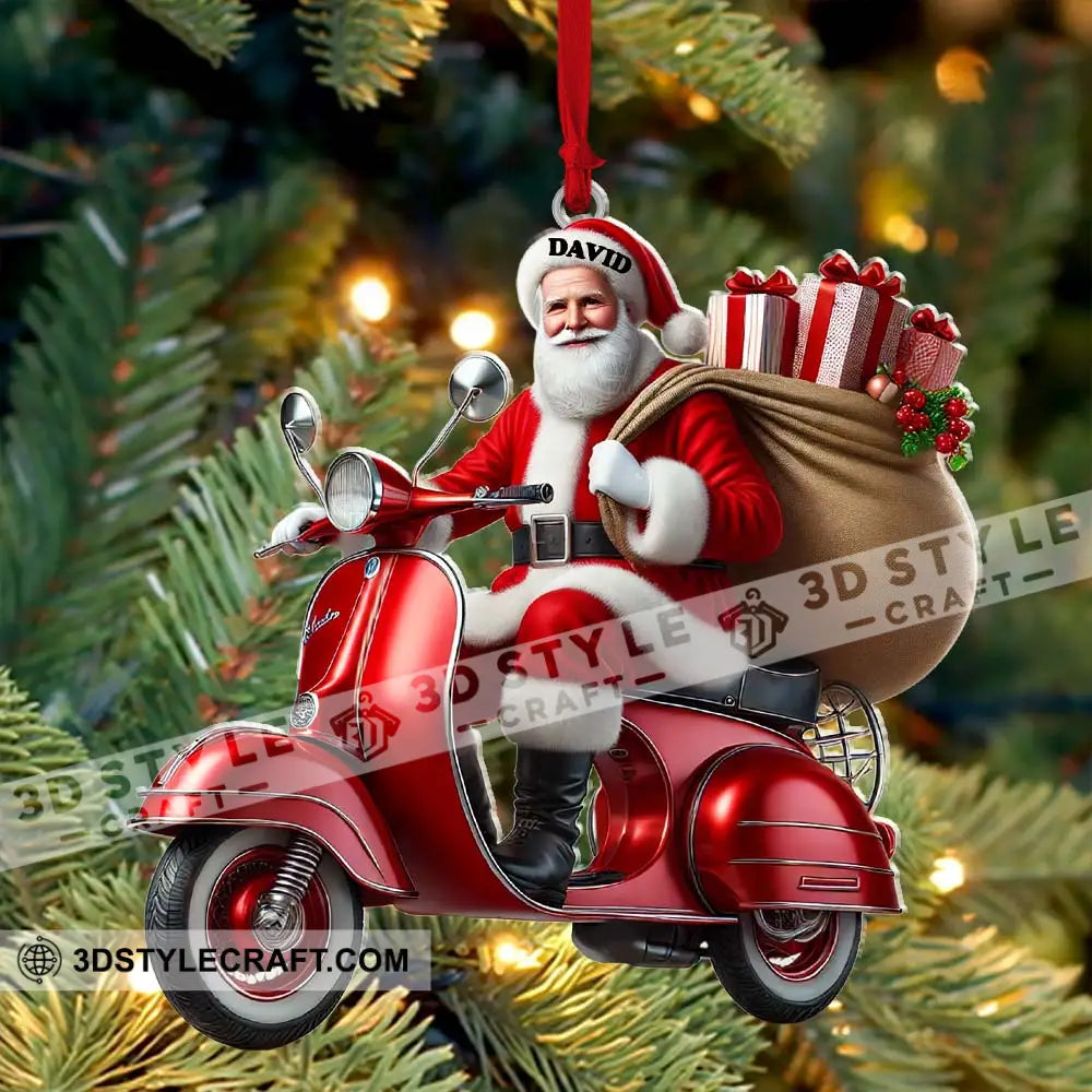 Custom Name Santa Ornament Motobike Christmas Gift Decoration