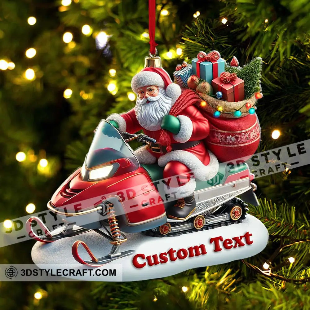 Custom Name Santa Ornament Snow Motorcycle Lover Christmas Gift Decoration