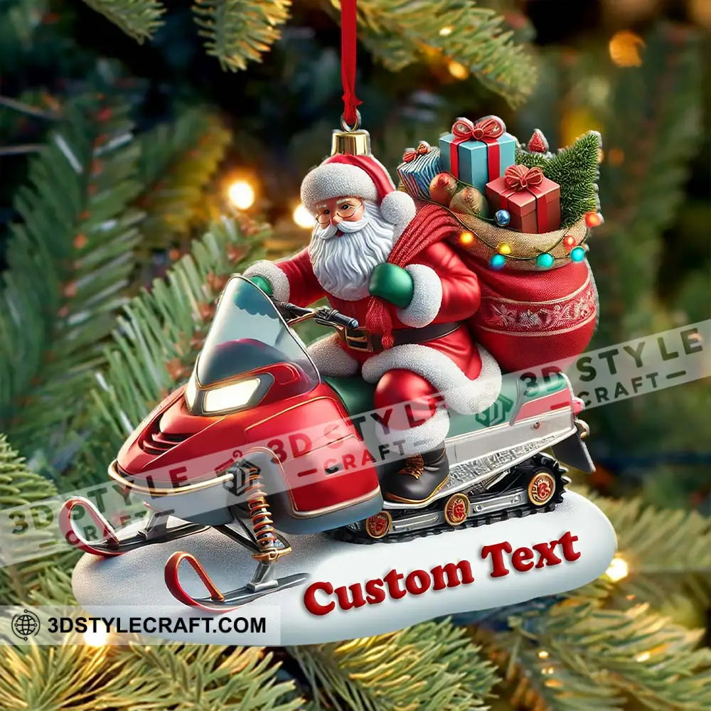 Custom Name Santa Ornament Snow Motorcycle Lover Christmas Gift Decoration