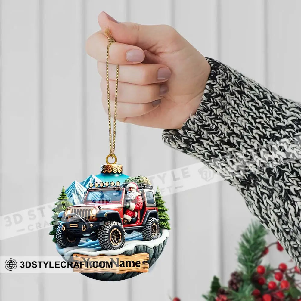 Custom Name Santa Ride Ornament Christmas Gift Jeep Lover