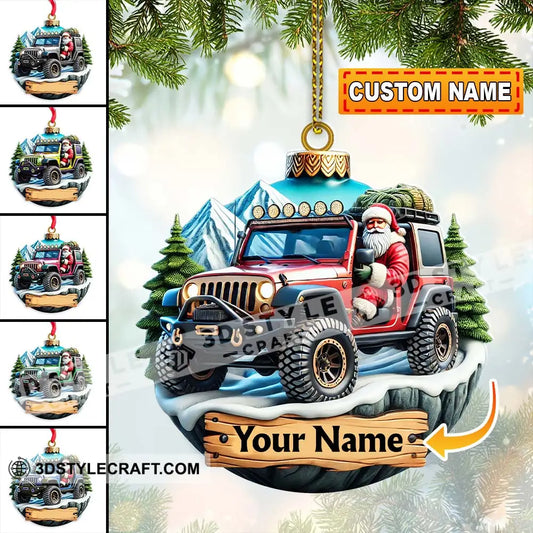 Custom Name Santa Ride Ornament Christmas Gift Jeep Lover