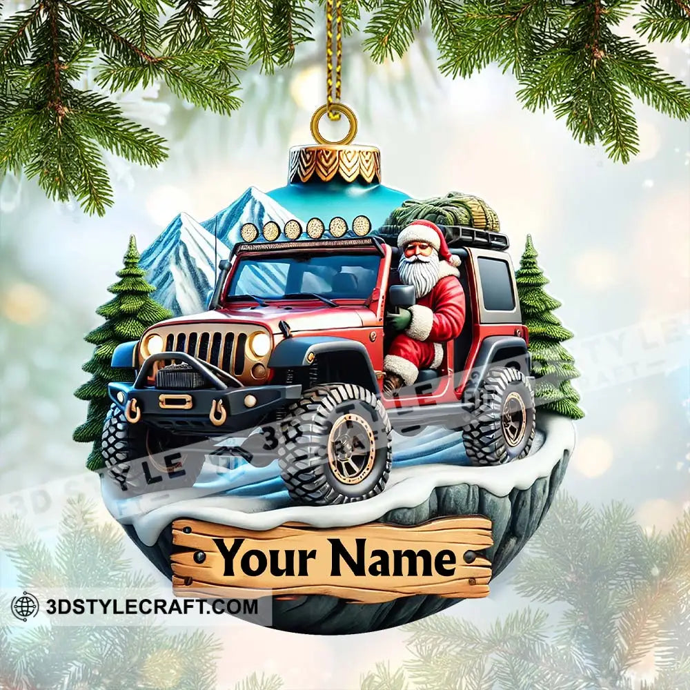 Custom Name Santa Ride Ornament Christmas Gift Jeep Lover