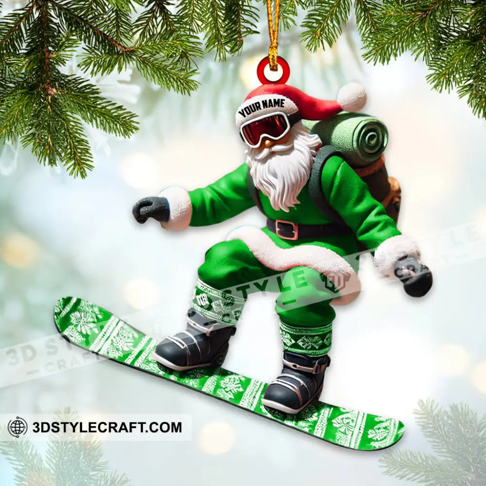 Custom Name Santa Snowboarding Ornament Christmas Gift Decoration