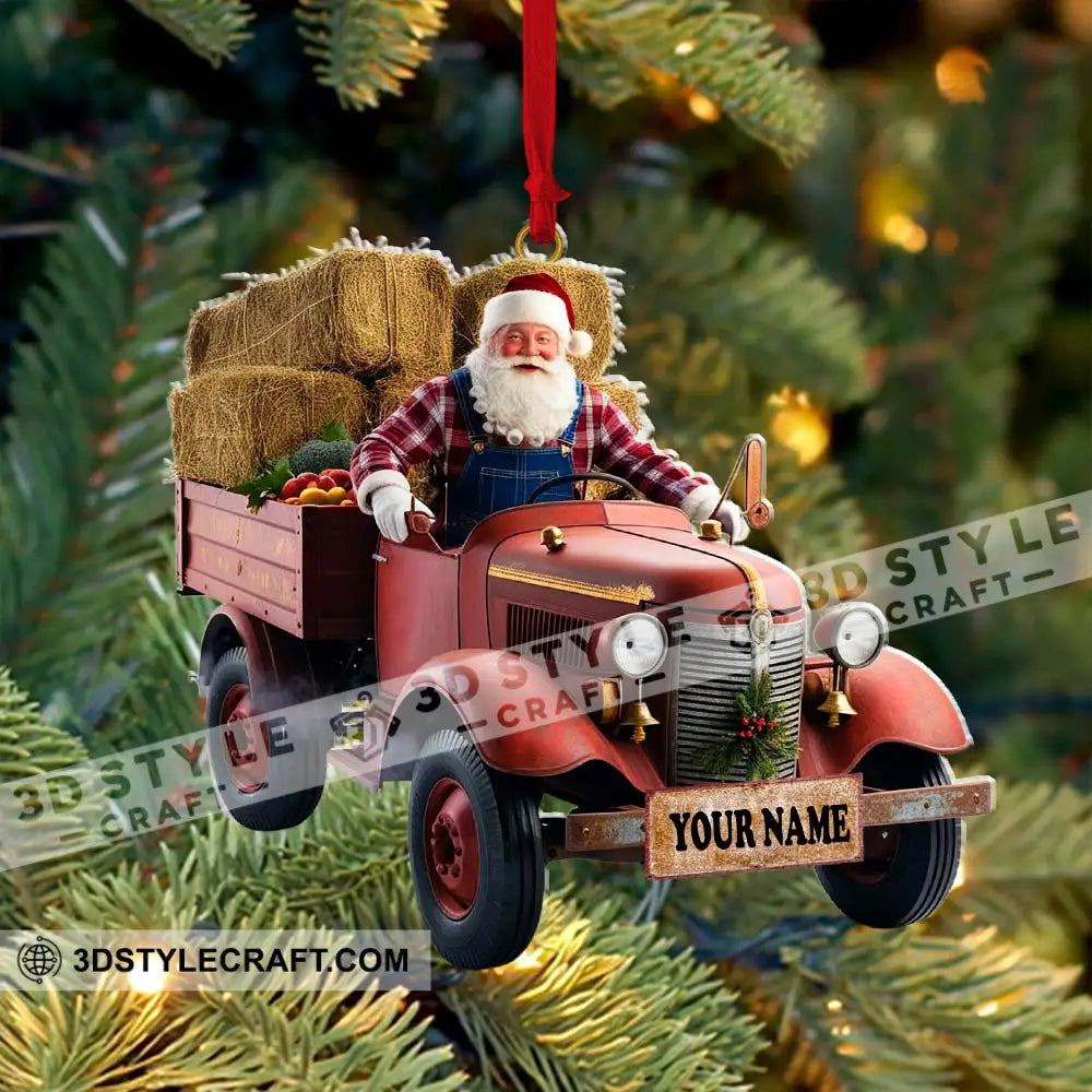 Custom Name Santa Truck Ornament Christmas Gift Decoration