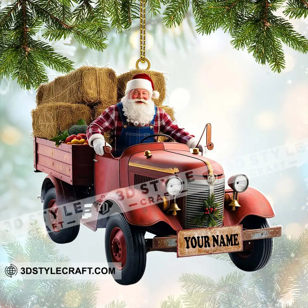 Custom Name Santa Truck Ornament Christmas Gift Decoration 3.54’’ / 1