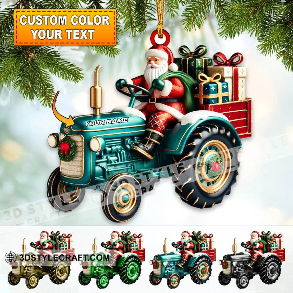 Custom Name Santa Truck Ornament Christmas Gift Decoration