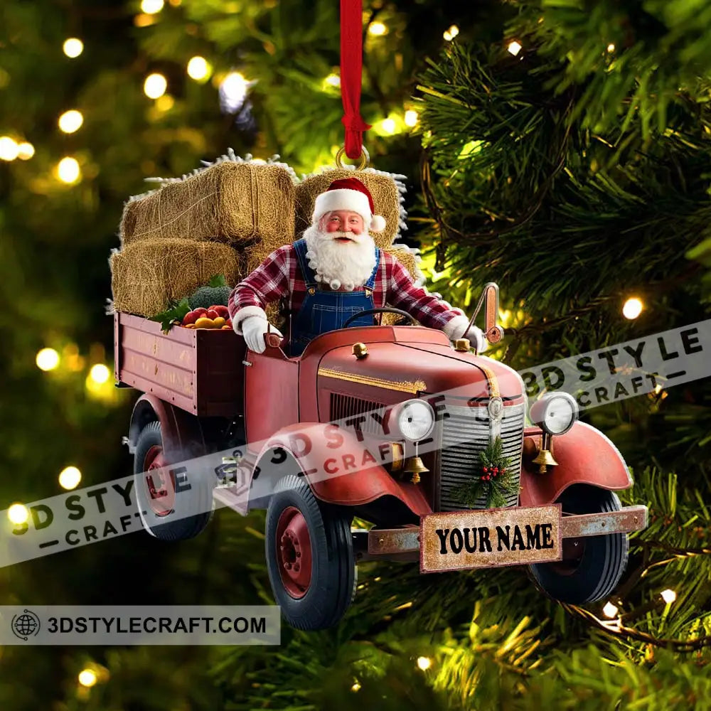 Custom Name Santa Truck Ornament Christmas Gift Decoration