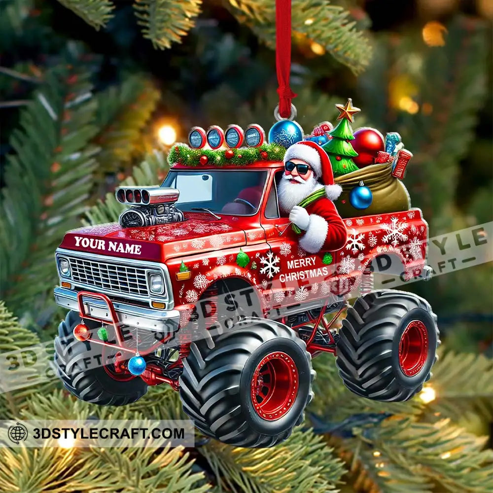 Custom Name Santa Truck Ornament Christmas Gift Decoration