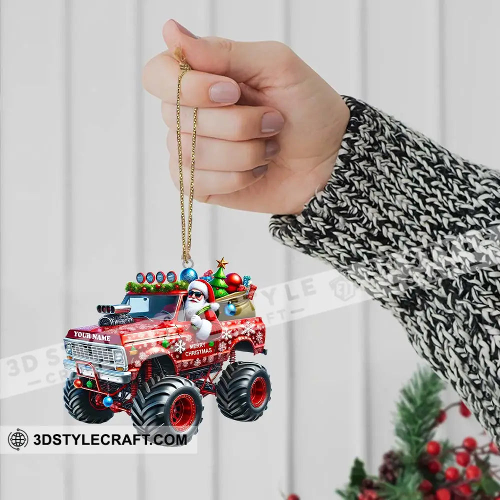 Custom Name Santa Truck Ornament Christmas Gift Decoration