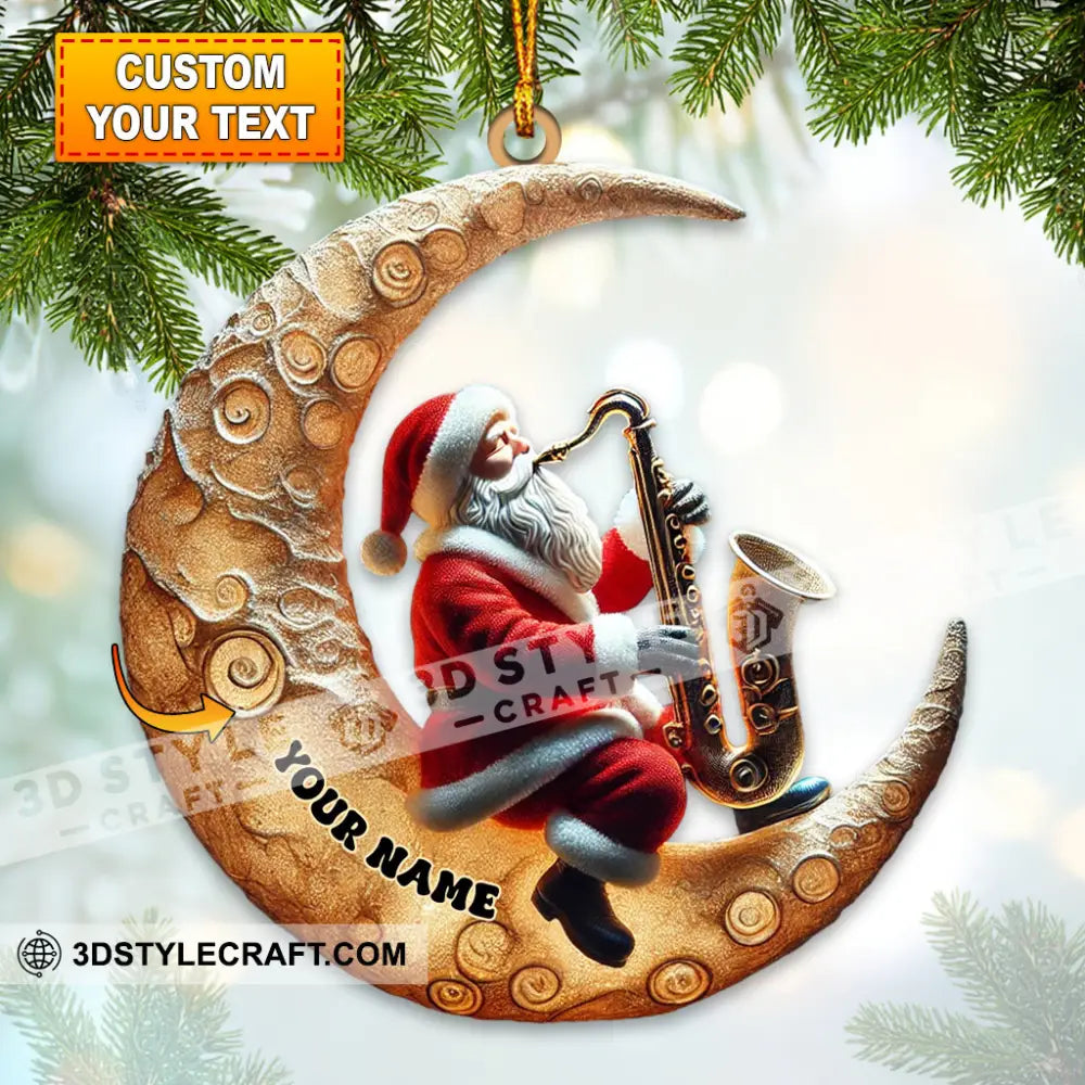 Custom Name Saxophone Santa Ornament Lover Christmas Gift