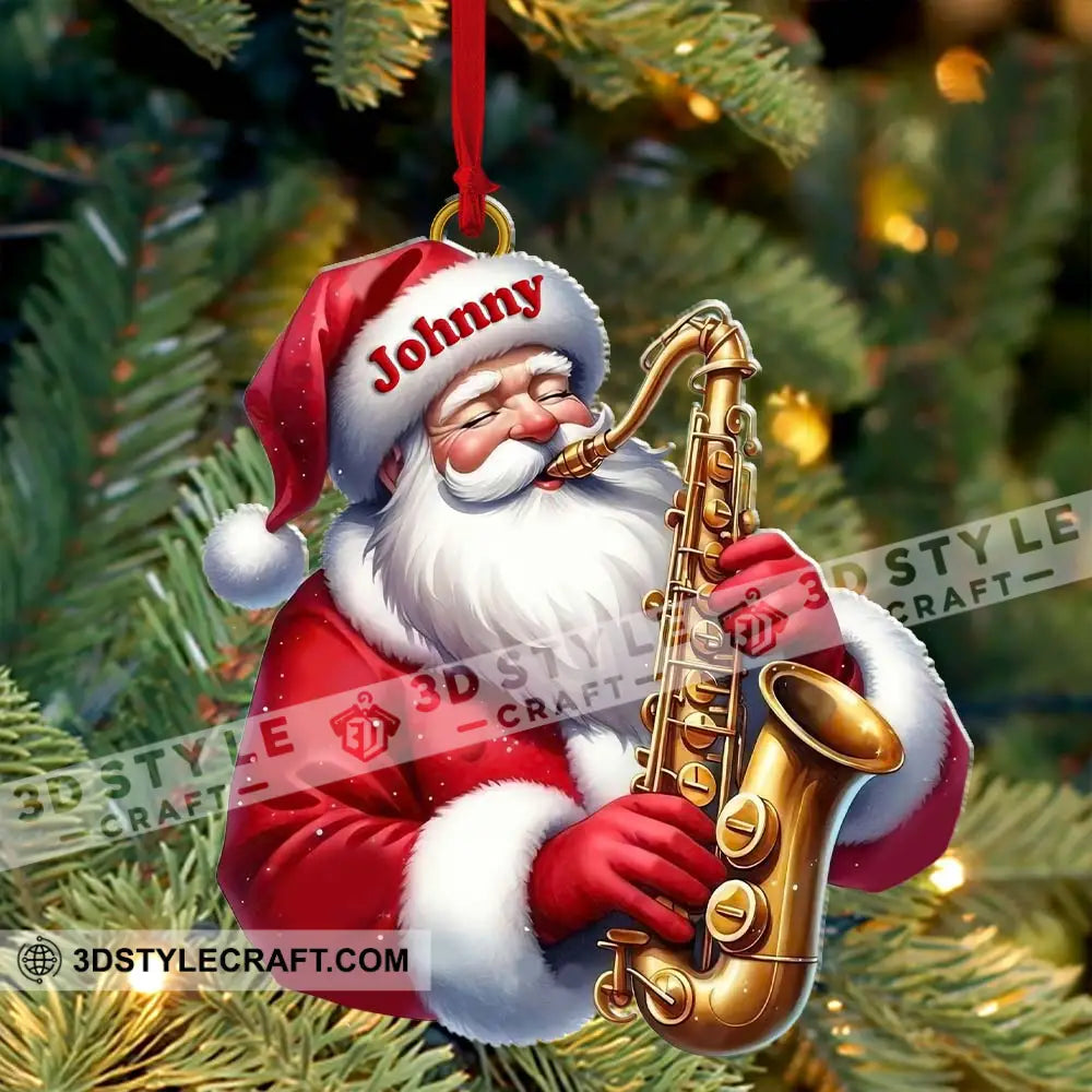 Custom Name Saxophone Santa Ornament Lover Christmas Gift