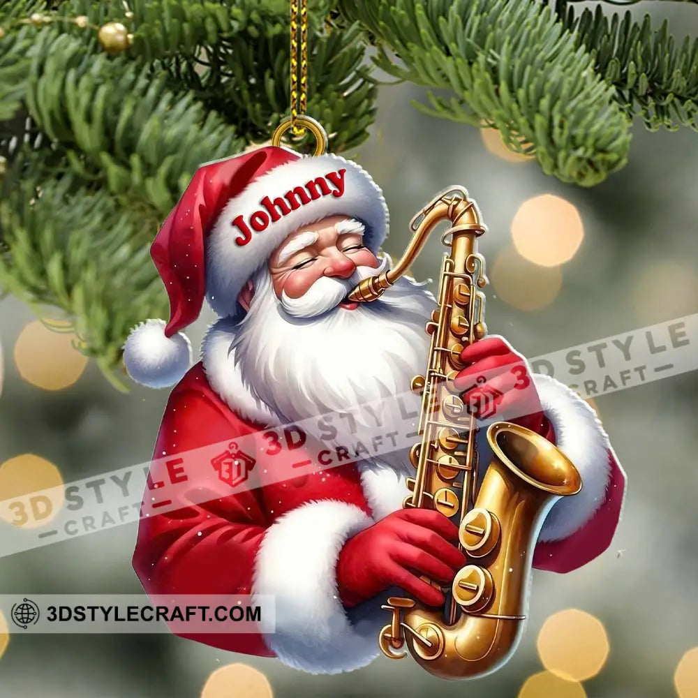 Custom Name Saxophone Santa Ornament Lover Christmas Gift