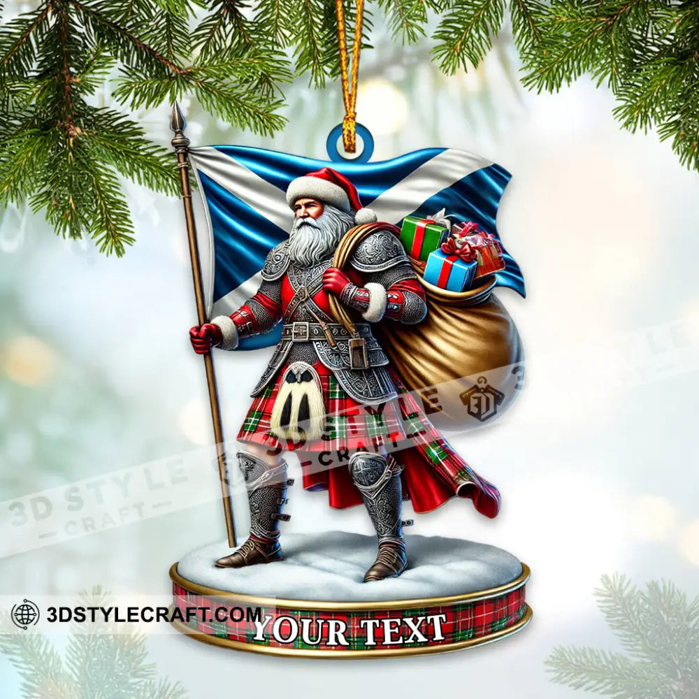 Custom Name Scotland Santa Ornament Christmas Gift For Lover 3.54’’ / 1