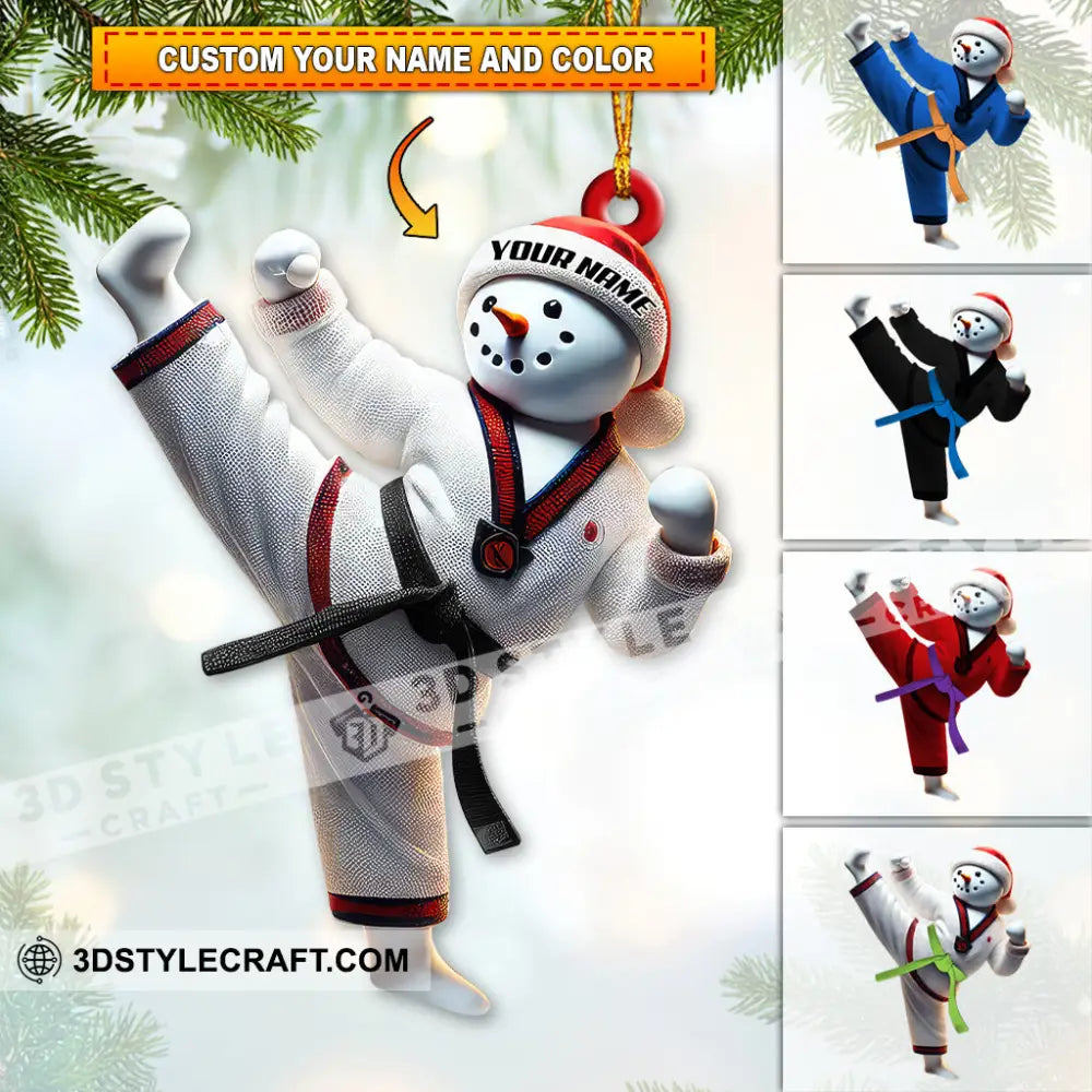 Custom Name Snowman Karate Ornament Christmas Gift For Lover