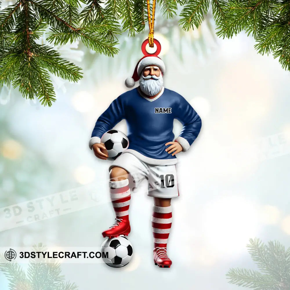 Custom Name Soccer Santa Ornament Christmas Gift