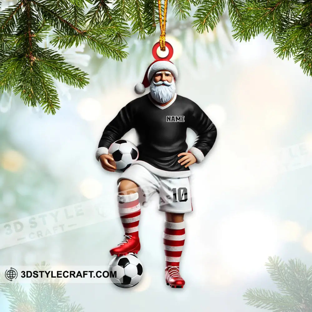 Custom Name Soccer Santa Ornament Christmas Gift