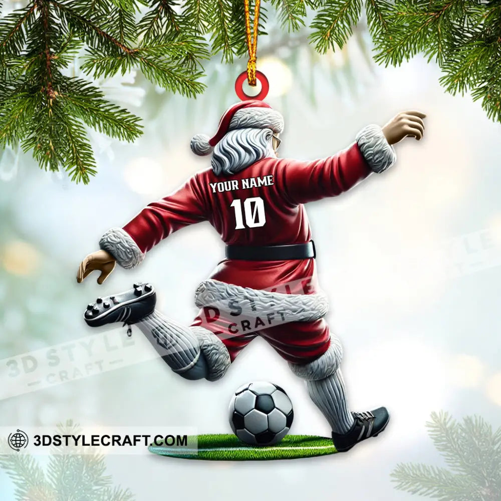 Custom Name Soccer Santa Ornament Christmas Gift 3.54’’ / 1