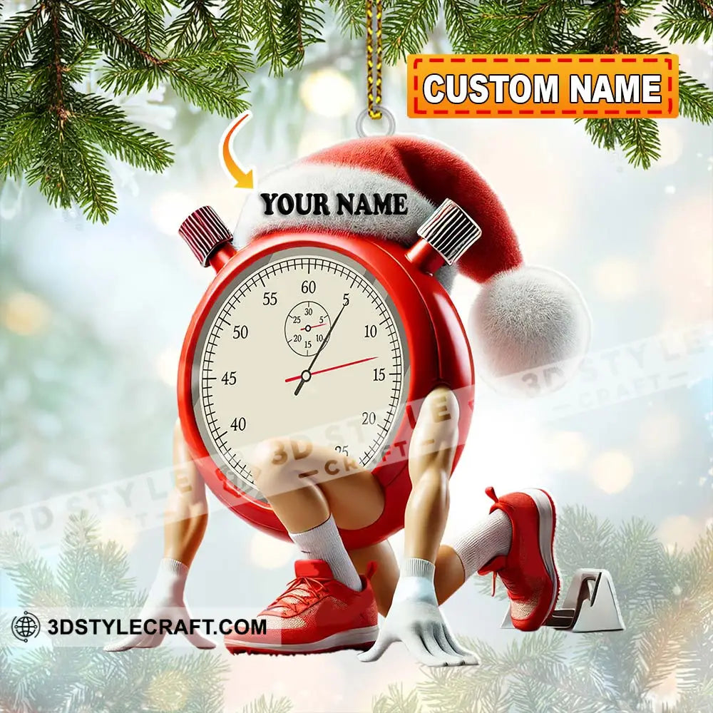 Custom Name Stopwatch Ornament Christmas Gift For Sport Lover