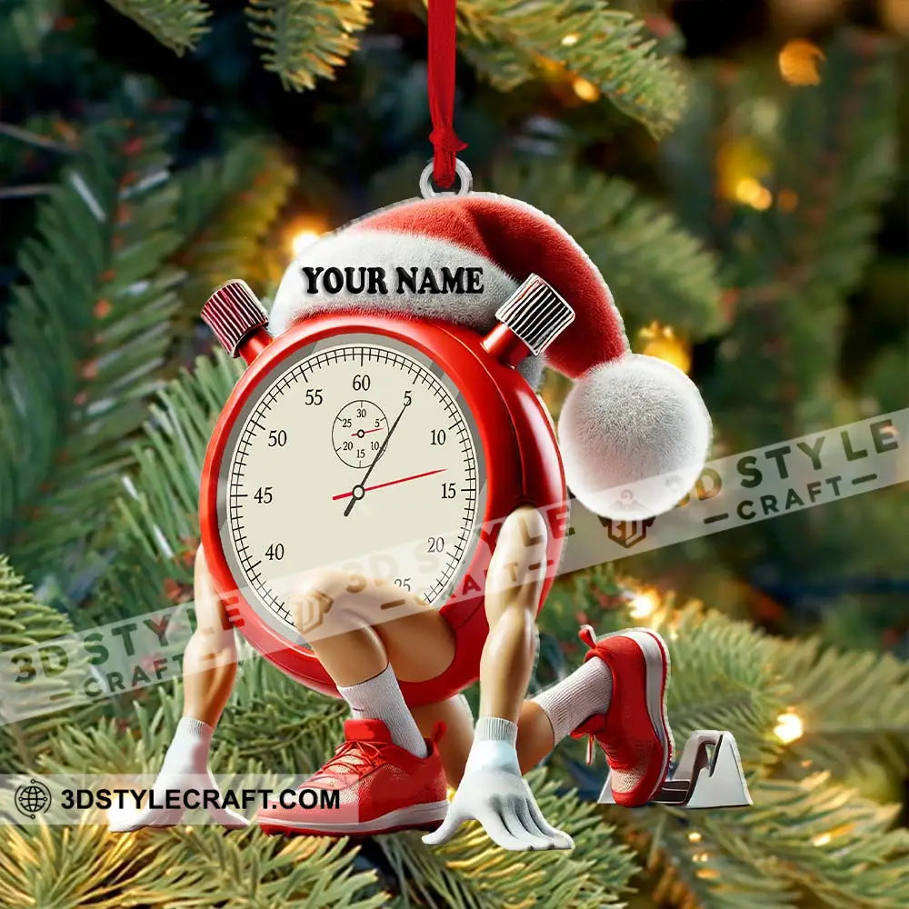 Custom Name Stopwatch Ornament Christmas Gift For Sport Lover