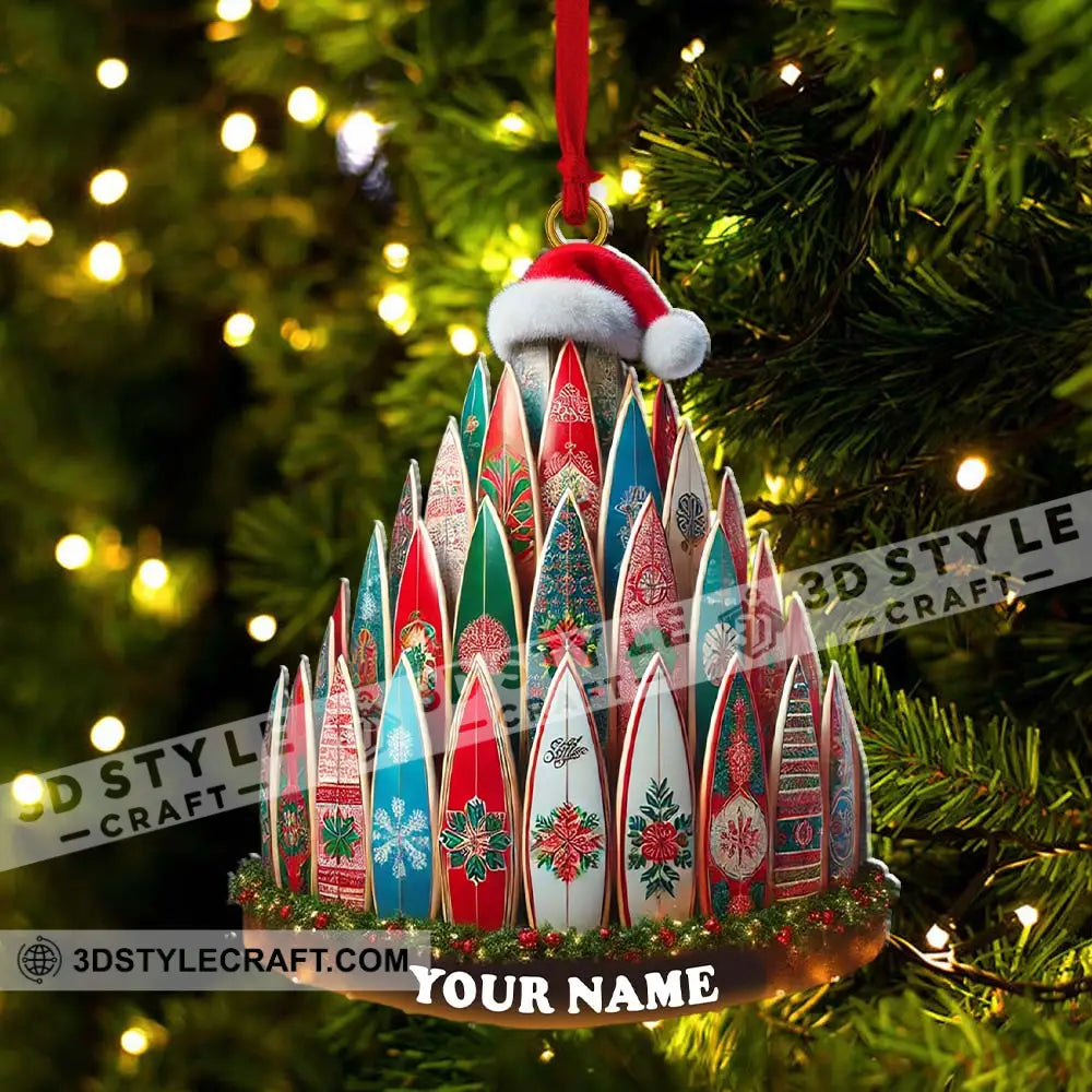 Custom Name Surfing Ornament Christmas Gift For Lover