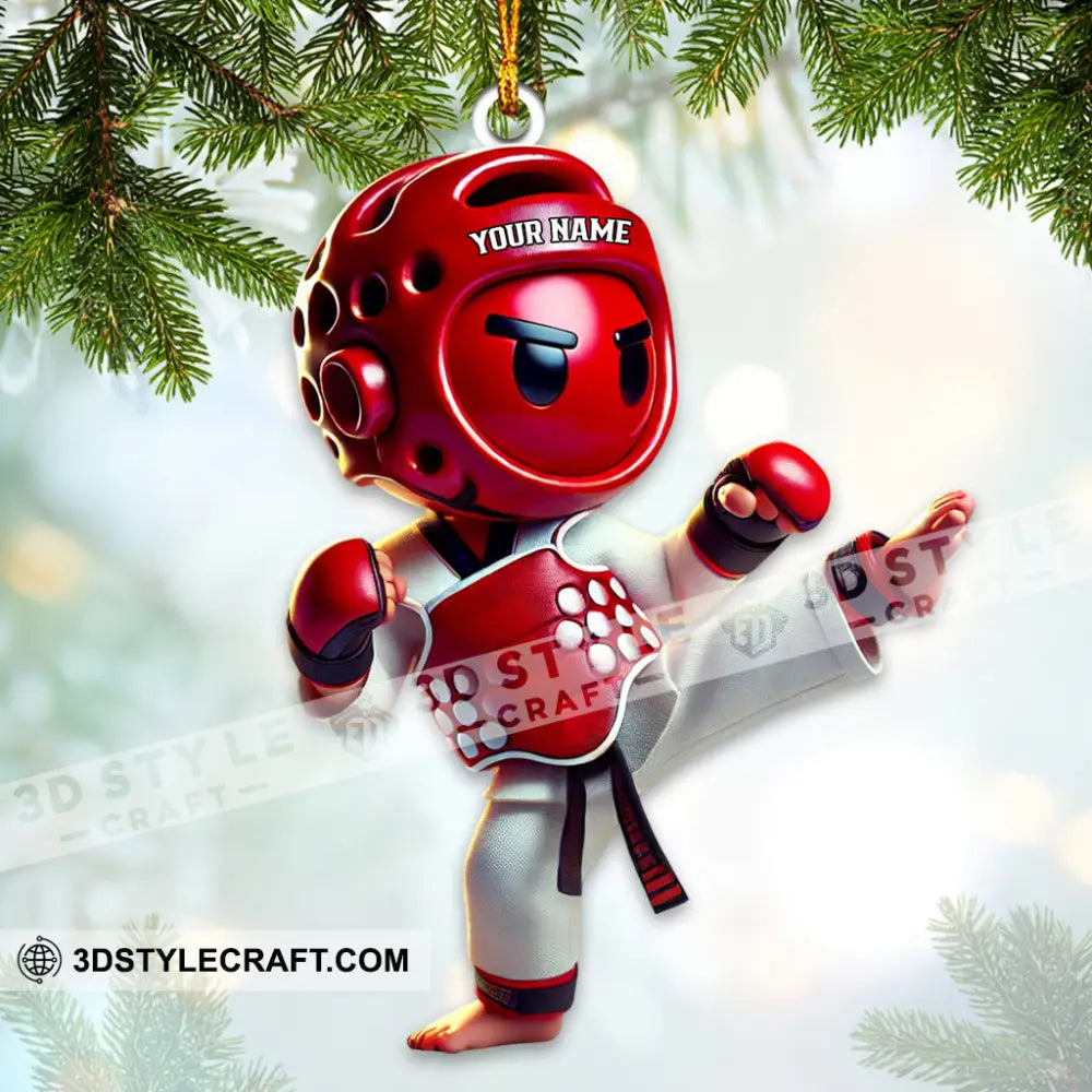 Custom Name Taekwondo Ornament Christmas Gift 3.54’’ / 1