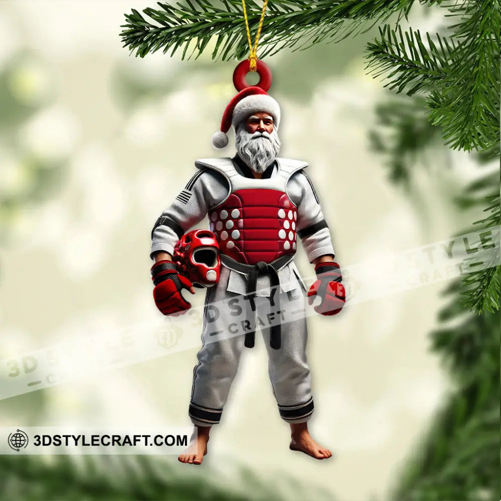 Custom Name Taekwondo Santa Ornament Christmas Gift 3.54’’ / 1