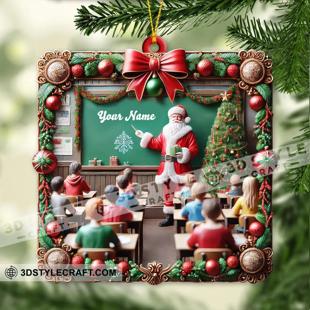 Custom Name Teacher Christmas Ornament Gift For 3.54’’ / 1