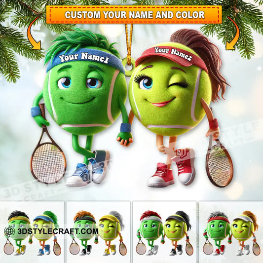 Custom Name Tennis Couple Ornament Christmas Gift