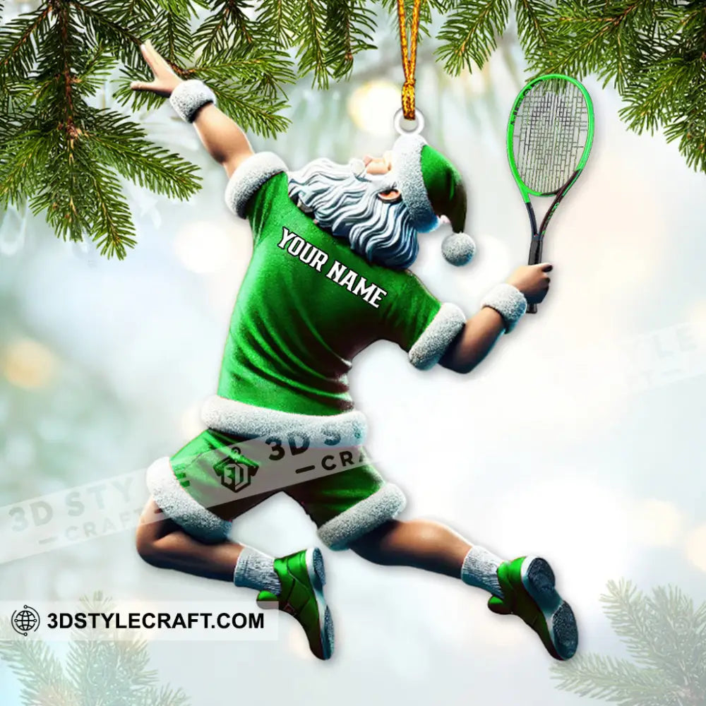 Custom Name Tennis Ornament Santa Christmas Gift