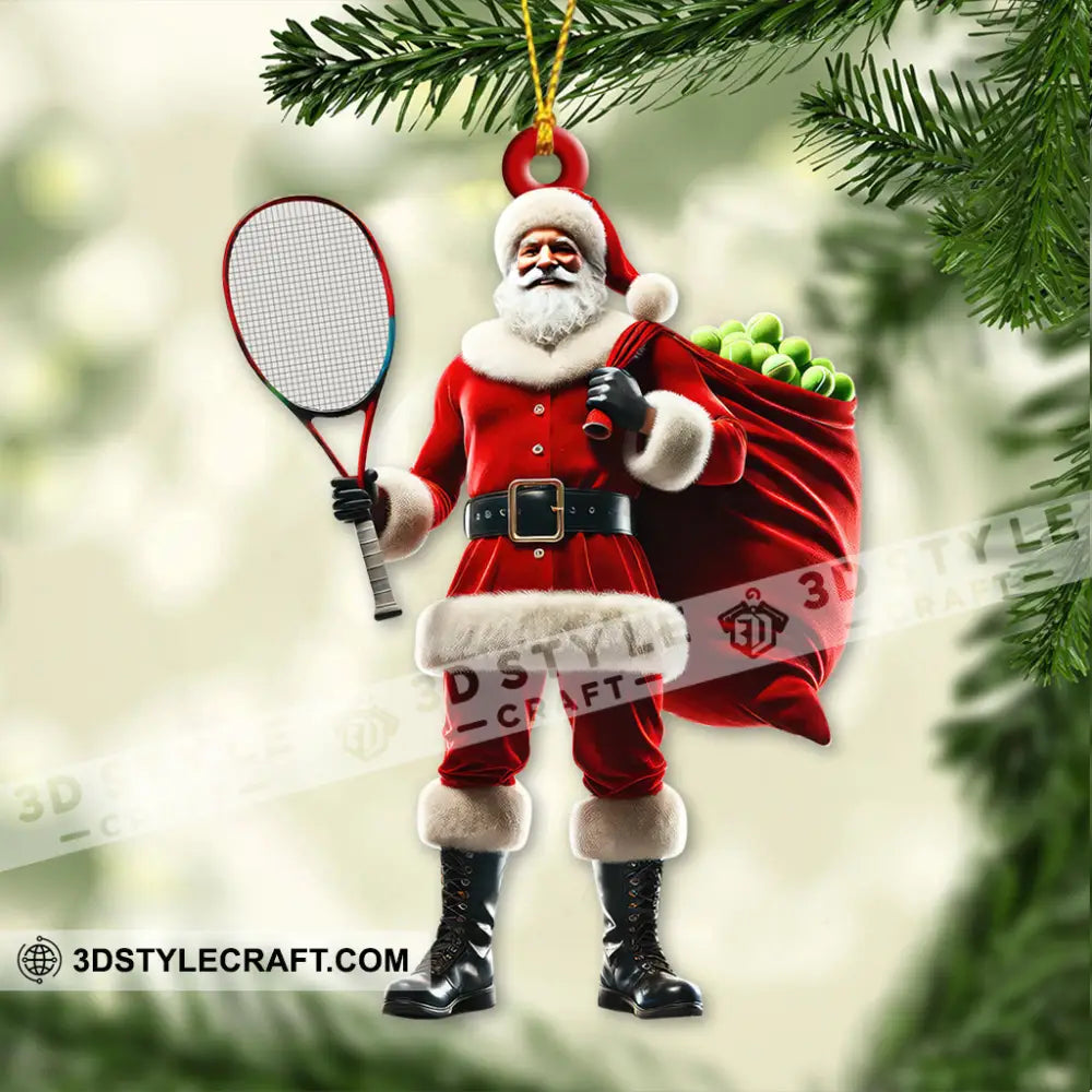 Custom Name Tennis Santa Ornament Christmas Gift 3.54’’ / 1