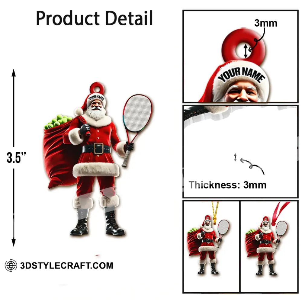 Custom Name Tennis Santa Ornament Christmas Gift