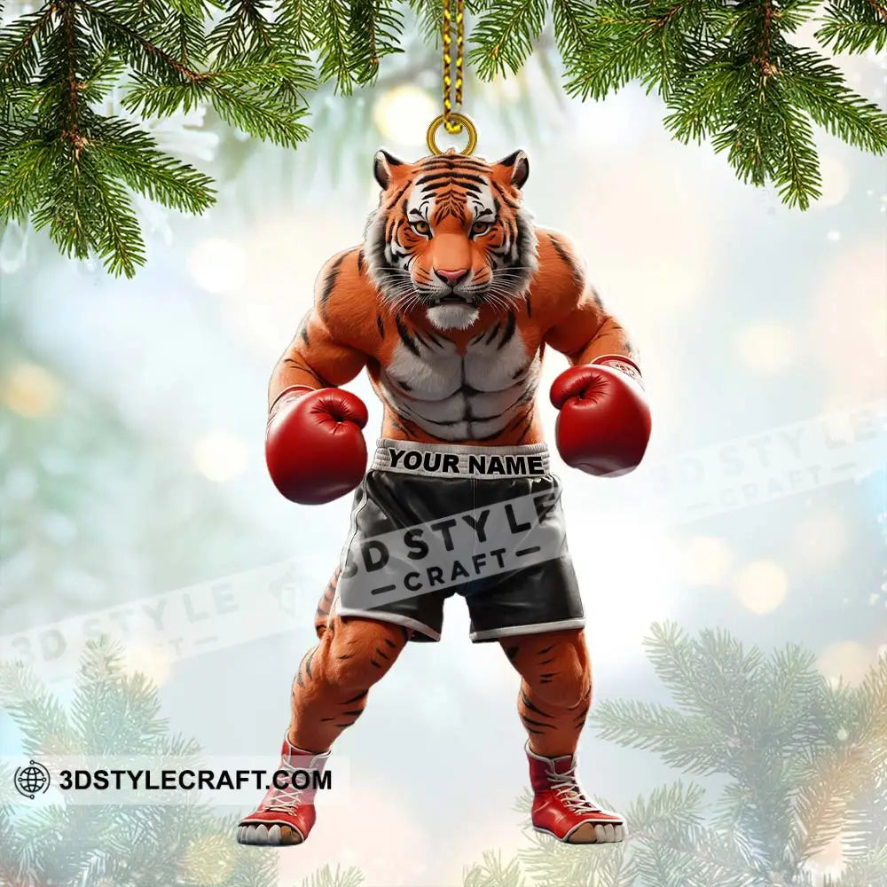 Custom Name Tiger Boxing Ornament Christmas Gift Decoration 3.54’’ / 1