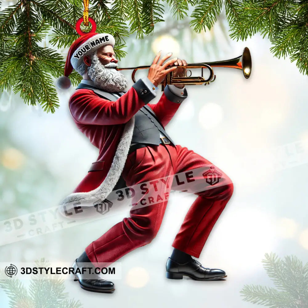 Custom Name Trumpet Santa Ornament Lover Christmas Gift 3.54’’ / 1