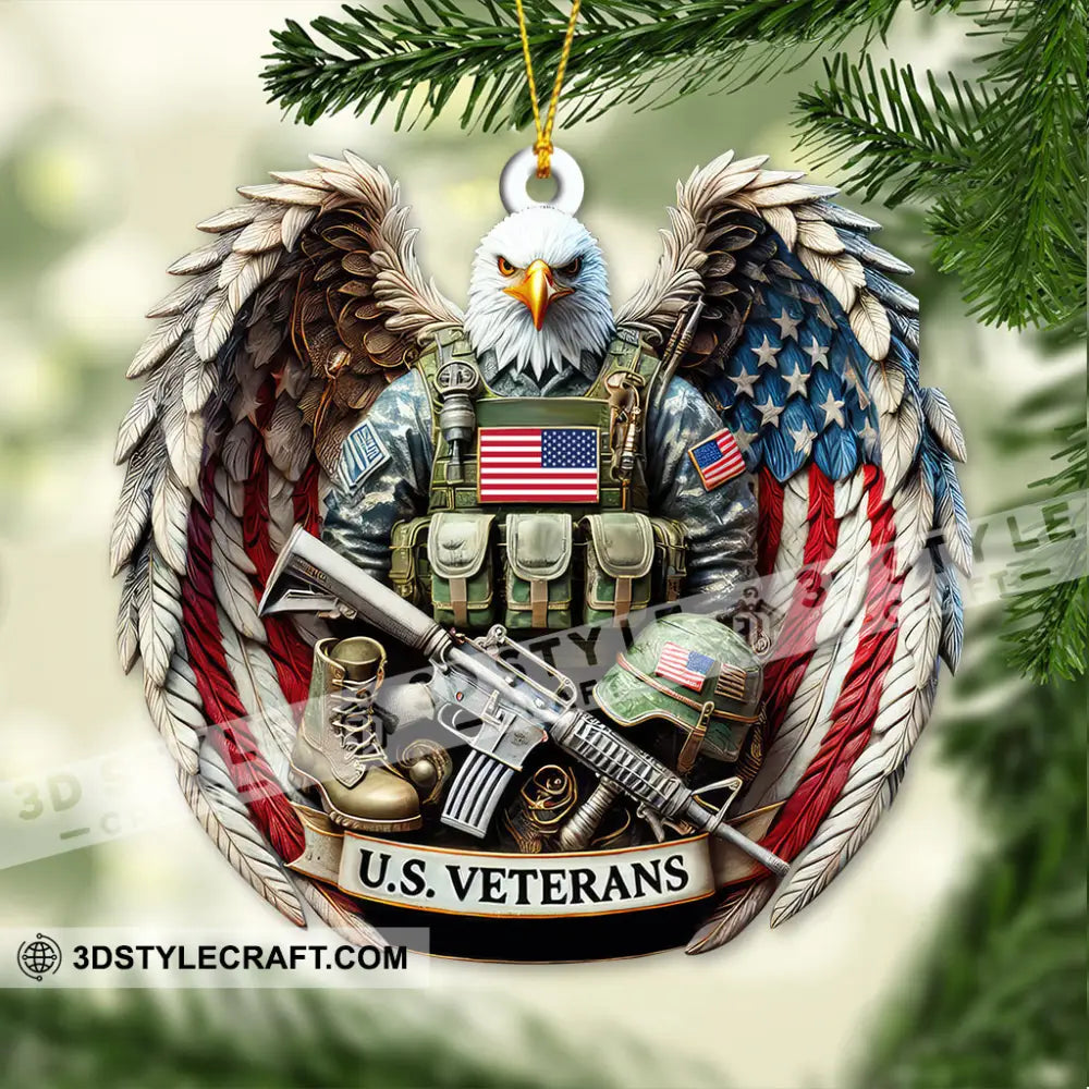 Custom Name U.s. Veteran Ornament Memorial Christmas Gift 3.54’’ / 1