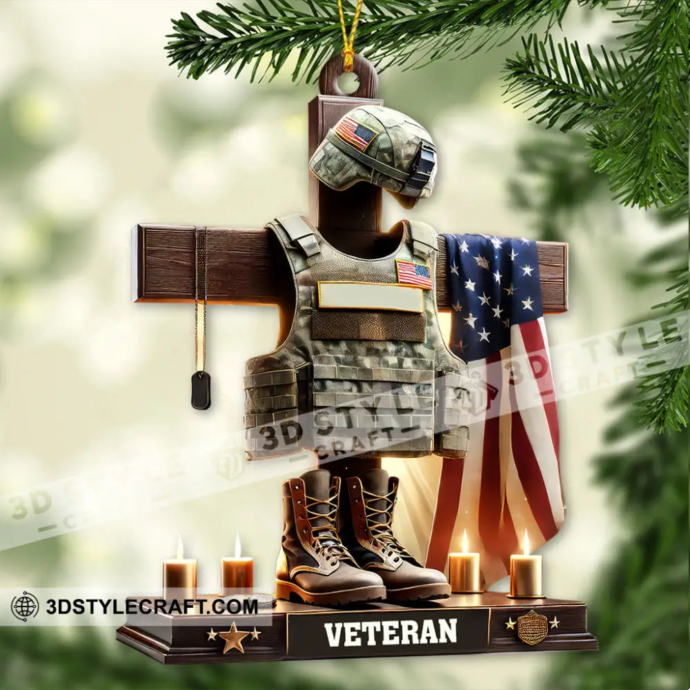 Custom Name U.s. Veteran Ornament Memorial Christmas Gift 3.54’’ / 1