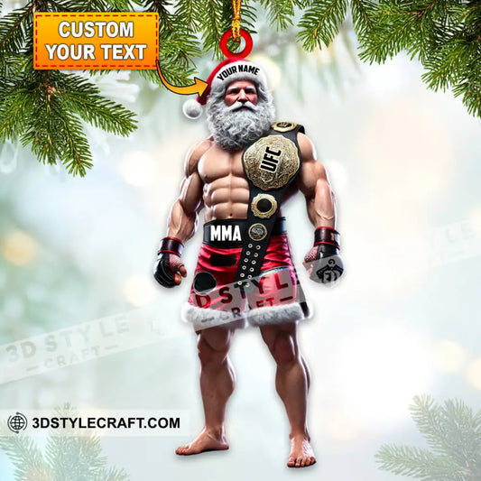 Custom Name Ufc Mma Santa Ornament Martial Arts Fight Lover Christmas Gift