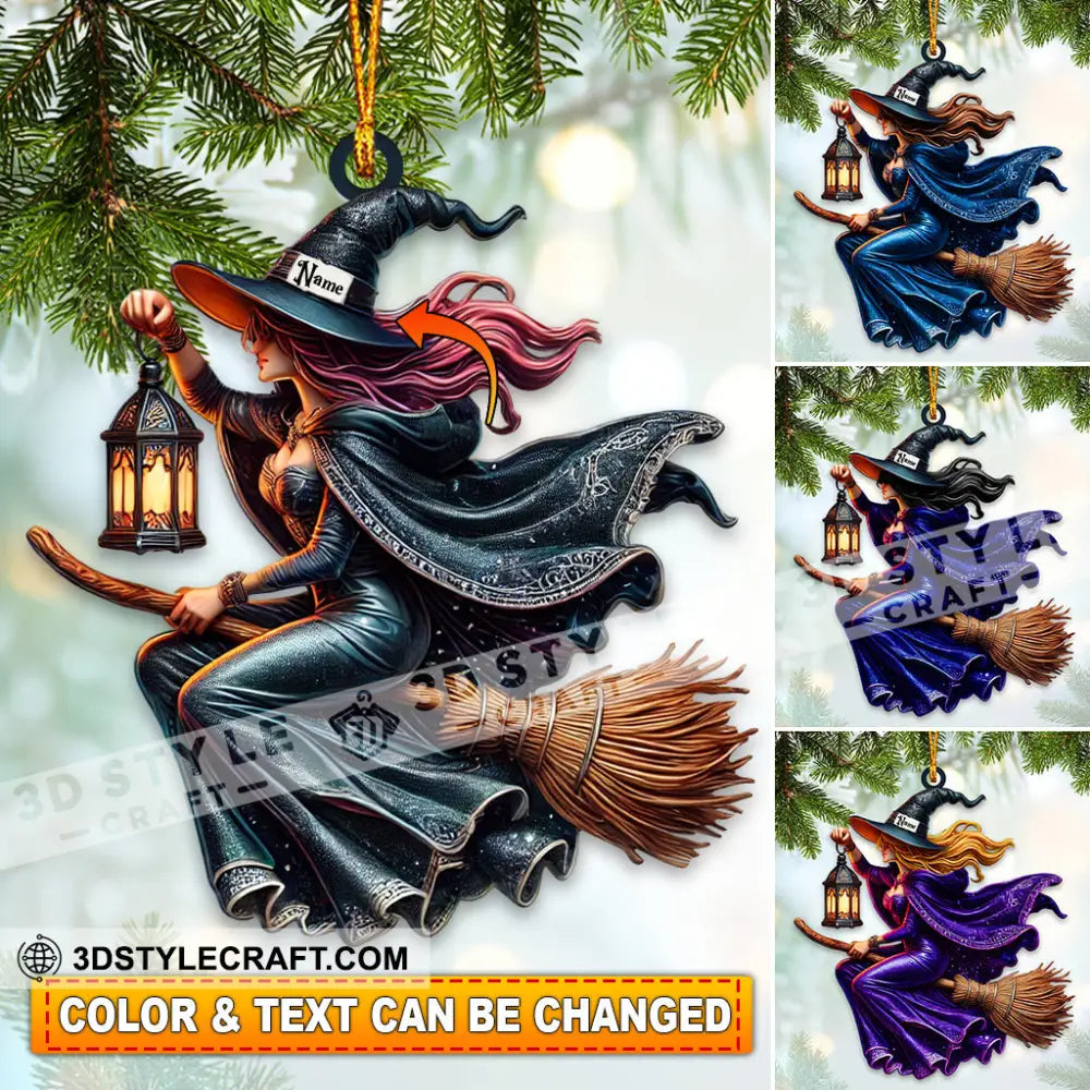 Custom Name Witch Ornament Happy Halloween Gift 3.54’’ / 1