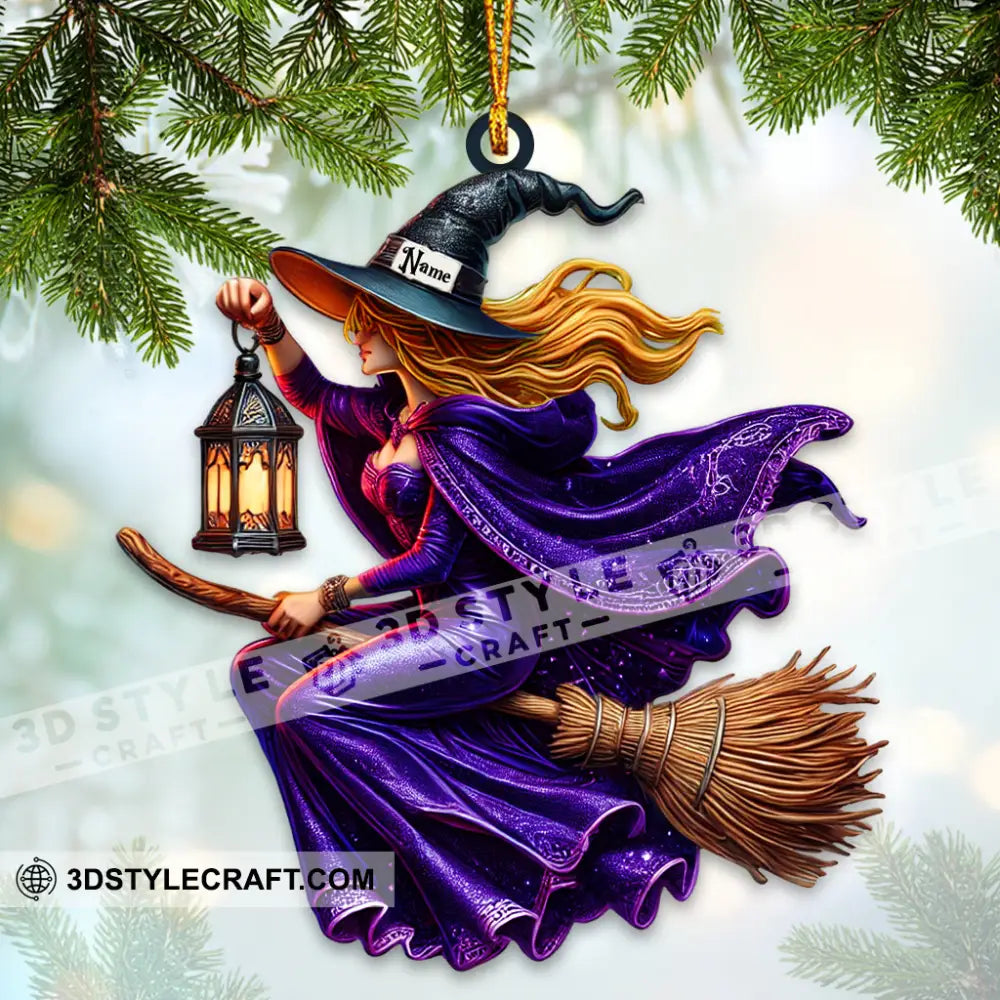 Custom Name Witch Ornament Happy Halloween Gift