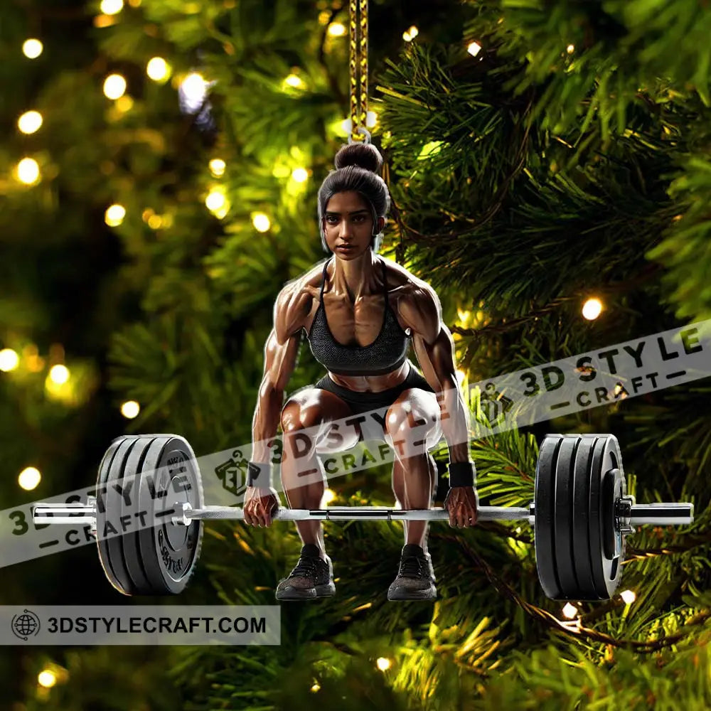 Custom Name Woman Gym Work Out Santa Ornament Gymnastics Christmas Gift