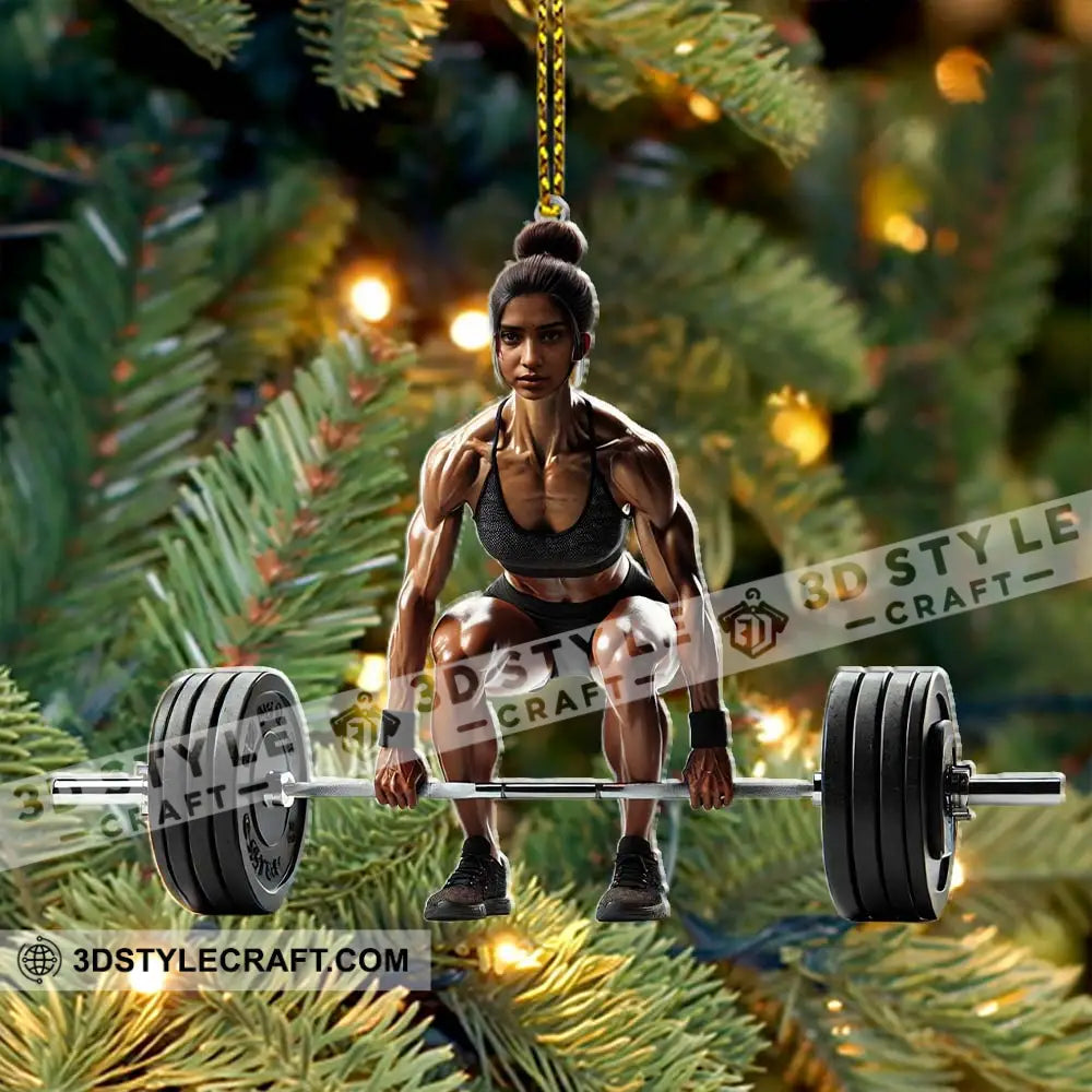 Custom Name Woman Gym Work Out Santa Ornament Gymnastics Christmas Gift